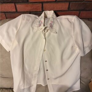 Elegant White Embroidered Women's Top